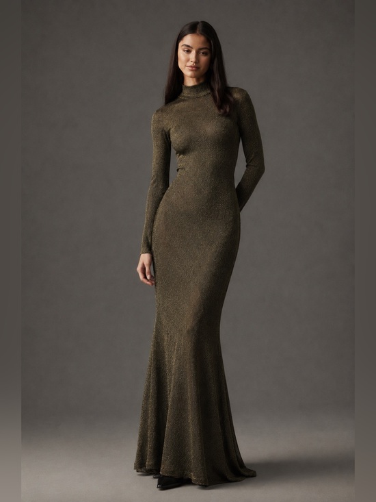 Ronny Kobo Collection Dresses & Skirts - NWT Ronny Kobo Goulding Metallic Knit Mock Neck Maxi Dress Sz M